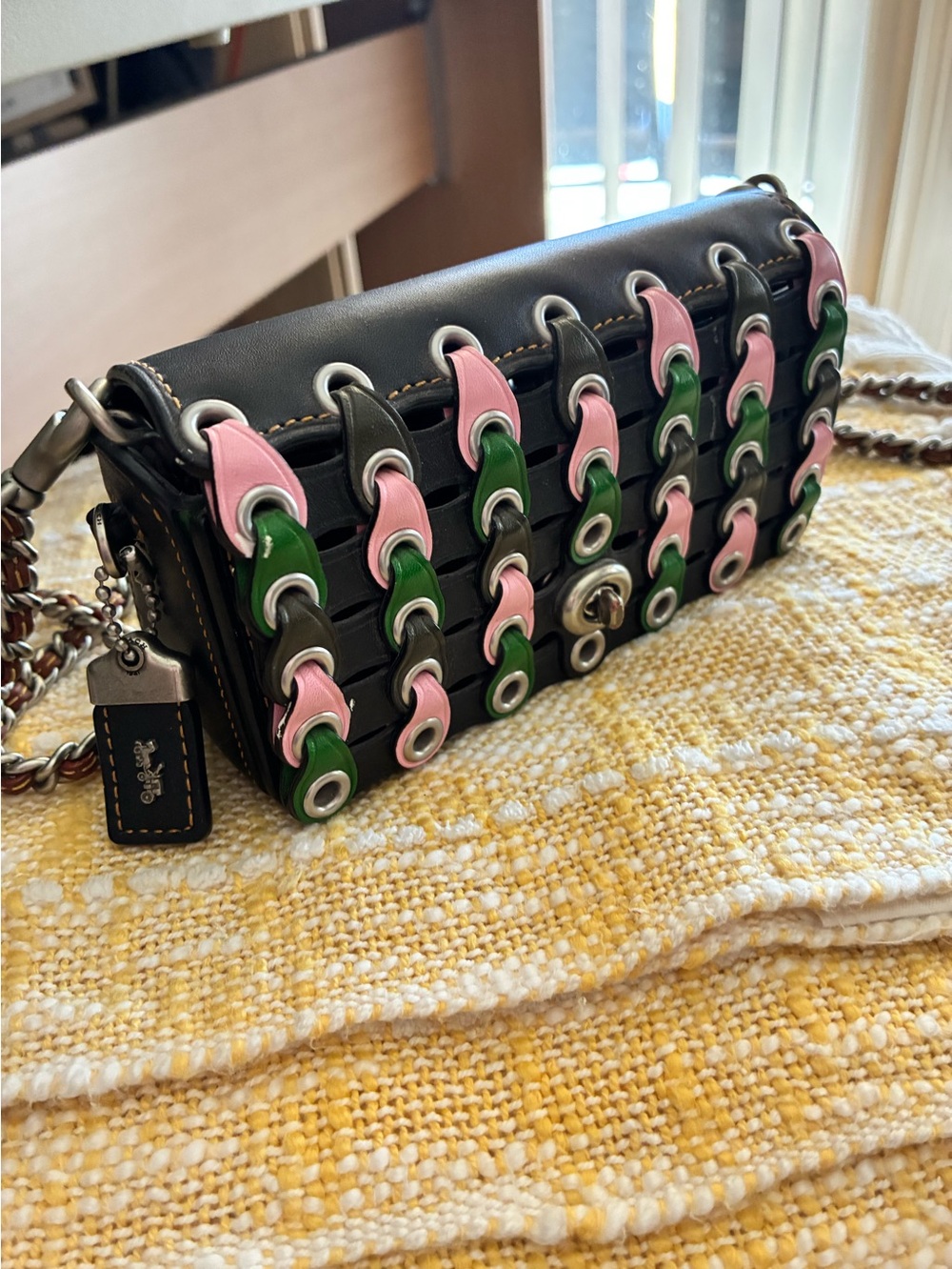 Coach Dinkier  Crossbody Bag with Pink & Green Links